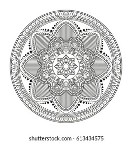 Flower Mandala. Vintage decorative elements. Oriental pattern, vector illustration. Islam, Arabic, Indian, moroccan,spain, turkish, pakistan, chinese, mystic, ottoman motifs. Coloring book page