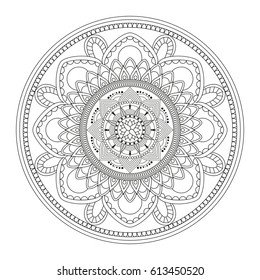 Flower Mandala. Vintage decorative elements. Oriental pattern, vector illustration. Islam, Arabic, Indian, moroccan,spain, turkish, pakistan, chinese, mystic, ottoman motifs. Coloring book page