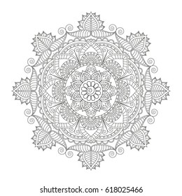Flower Mandala. Vintage decorative elements. Oriental pattern, vector illustration. Islam, Arabic, Indian, moroccan,spain, turkish, pakistan, chinese, mystic, ottoman motifs. Coloring book page