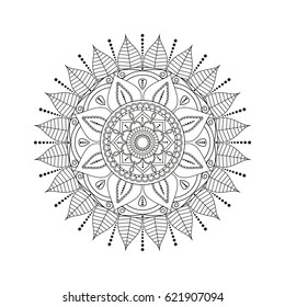 Flower Mandala. Vintage decorative elements. Oriental pattern, vector illustration. Islam, Arabic, Indian, moroccan,spain, turkish, pakistan, chinese, mystic, ottoman motifs. Coloring book page