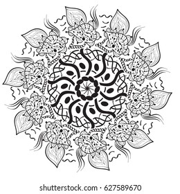 Flower Mandala. Vintage decorative elements. Coloring book page, banner, logo vector
