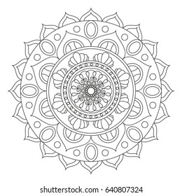 Flower Mandala. Vintage decorative elements. Oriental pattern, vector illustration. Islam, Arabic, Indian, moroccan,spain, turkish, pakistan, chinese, mystic, ottoman motifs. Coloring book page