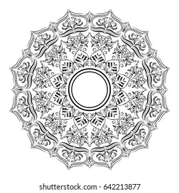 Flower Mandala. Vintage decorative elements. Oriental pattern, vector illustration. Islam, Arabic, Indian, moroccan,spain, turkish, pakistan, chinese, mystic, ottoman motifs. Coloring book page