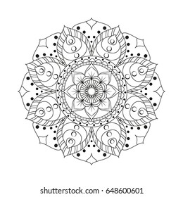 Flower Mandala. Vintage decorative elements. Oriental pattern, vector illustration. Islam, Arabic, Indian, moroccan,spain, turkish, pakistan, chinese, mystic, ottoman motifs. Coloring book page