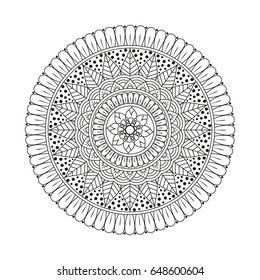 Flower Mandala. Vintage decorative elements. Oriental pattern, vector illustration. Islam, Arabic, Indian, moroccan,spain, turkish, pakistan, chinese, mystic, ottoman motifs. Coloring book page