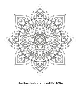 Flower Mandala. Vintage decorative elements. Oriental pattern, vector illustration. Islam, Arabic, Indian, moroccan,spain, turkish, pakistan, chinese, mystic, ottoman motifs. Coloring book page