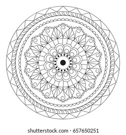Flower Mandala. Vintage decorative elements. Oriental pattern, vector illustration. Islam, Arabic, Indian, moroccan,spain, turkish, pakistan, chinese, mystic, ottoman motifs. Coloring book page