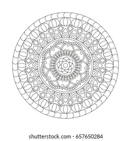 Flower Mandala. Vintage decorative elements. Oriental pattern, vector illustration. Islam, Arabic, Indian, moroccan,spain, turkish, pakistan, chinese, mystic, ottoman motifs. Coloring book page