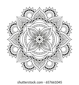 Flower Mandala. Vintage decorative elements. Oriental pattern, vector illustration. Islam, Arabic, Indian, moroccan,spain, turkish, pakistan, chinese, mystic, ottoman motifs. Coloring book page