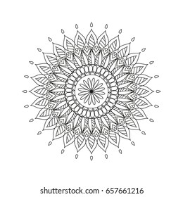 Flower Mandala. Vintage decorative elements. Oriental pattern, vector illustration. Islam, Arabic, Indian, moroccan,spain, turkish, pakistan, chinese, mystic, ottoman motifs. Coloring book page