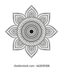 Flower Mandala. Vintage decorative elements. Oriental pattern, vector illustration. Islam, Arabic, Indian, moroccan,spain, turkish, pakistan, chinese, mystic, ottoman motifs. Coloring book page