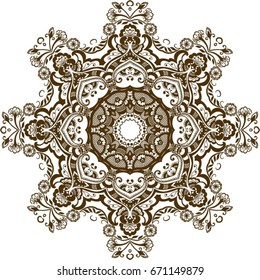 Flower Mandala. Vintage decorative elements. Oriental pattern, vector illustration. Islam, Arabic, Indian, moroccan,spain, turkish, pakistan, chinese, mystic, ottoman motifs. Coloring book page