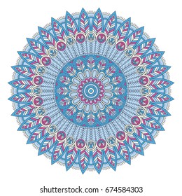 Flower Mandala. Vintage decorative elements. Oriental pattern, vector illustration. Islam, Arabic, Indian, moroccan,spain, turkish, pakistan, chinese, mystic, ottoman motifs. Coloring book page