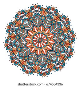 Flower Mandala. Vintage decorative elements. Oriental pattern, vector illustration. Islam, Arabic, Indian, moroccan,spain, turkish, pakistan, chinese, mystic, ottoman motifs. Coloring book page