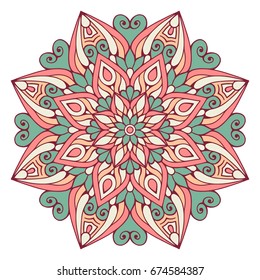 Flower Mandala. Vintage decorative elements. Oriental pattern, vector illustration. Islam, Arabic, Indian, moroccan,spain, turkish, pakistan, chinese, mystic, ottoman motifs. Coloring book page