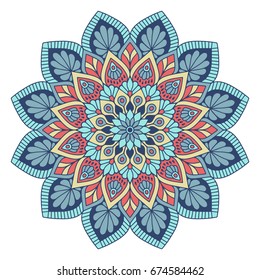 Flower Mandala. Vintage decorative elements. Oriental pattern, vector illustration. Islam, Arabic, Indian, moroccan,spain, turkish, pakistan, chinese, mystic, ottoman motifs. Coloring book page