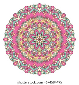 Flower Mandala. Vintage decorative elements. Oriental pattern, vector illustration. Islam, Arabic, Indian, moroccan,spain, turkish, pakistan, chinese, mystic, ottoman motifs. Coloring book page