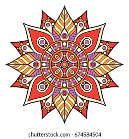 Flower Mandala. Vintage decorative elements. Oriental pattern, vector illustration. Islam, Arabic, Indian, moroccan,spain, turkish, pakistan, chinese, mystic, ottoman motifs. Coloring book page