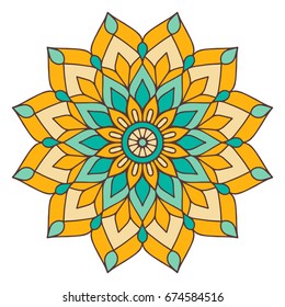 Flower Mandala. Vintage decorative elements. Oriental pattern, vector illustration. Islam, Arabic, Indian, moroccan,spain, turkish, pakistan, chinese, mystic, ottoman motifs. Coloring book page