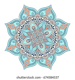 Flower Mandala. Vintage decorative elements. Oriental pattern, vector illustration. Islam, Arabic, Indian, moroccan,spain, turkish, pakistan, chinese, mystic, ottoman motifs. Coloring book page