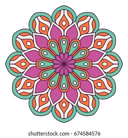 Flower Mandala. Vintage decorative elements. Oriental pattern, vector illustration. Islam, Arabic, Indian, moroccan,spain, turkish, pakistan, chinese, mystic, ottoman motifs. Coloring book page