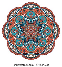 Flower Mandala. Vintage decorative elements. Oriental pattern, vector illustration. Islam, Arabic, Indian, moroccan,spain, turkish, pakistan, chinese, mystic, ottoman motifs. Coloring book page