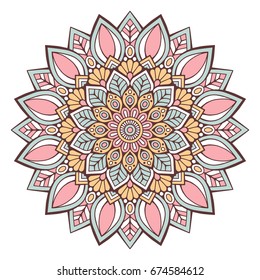 Flower Mandala. Vintage decorative elements. Oriental pattern, vector illustration. Islam, Arabic, Indian, moroccan,spain, turkish, pakistan, chinese, mystic, ottoman motifs. Coloring book page