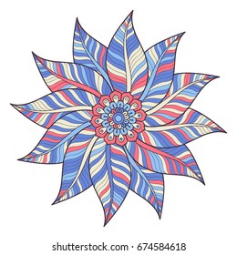 Flower Mandala. Vintage decorative elements. Oriental pattern, vector illustration. Islam, Arabic, Indian, moroccan,spain, turkish, pakistan, chinese, mystic, ottoman motifs. Coloring book page