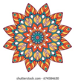 Flower Mandala. Vintage decorative elements. Oriental pattern, vector illustration. Islam, Arabic, Indian, moroccan,spain, turkish, pakistan, chinese, mystic, ottoman motifs. Coloring book page