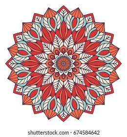 Flower Mandala. Vintage decorative elements. Oriental pattern, vector illustration. Islam, Arabic, Indian, moroccan,spain, turkish, pakistan, chinese, mystic, ottoman motifs. Coloring book page
