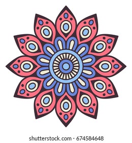 Flower Mandala. Vintage decorative elements. Oriental pattern, vector illustration. Islam, Arabic, Indian, moroccan,spain, turkish, pakistan, chinese, mystic, ottoman motifs. Coloring book page