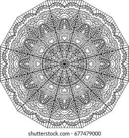 Flower Mandala. Vintage decorative elements. Oriental pattern, vector illustration. Islam, Arabic, Indian, moroccan,spain, turkish, pakistan, chinese, mystic, ottoman motifs. Coloring book page