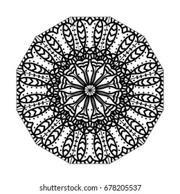 Flower Mandala. Vintage decorative elements. Oriental pattern, vector illustration. Islam, Arabic, Indian, moroccan,spain, turkish, pakistan, chinese, mystic, ottoman motifs. Coloring book page