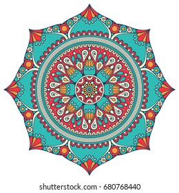 Flower Mandala. Vintage decorative elements. Oriental pattern, vector illustration. Islam, Arabic, Indian, moroccan,spain, turkish, pakistan, chinese, mystic, ottoman motifs. Coloring book page