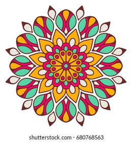Flower Mandala. Vintage decorative elements. Oriental pattern, vector illustration. Islam, Arabic, Indian, moroccan,spain, turkish, pakistan, chinese, mystic, ottoman motifs. Coloring book page