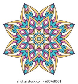 Flower Mandala. Vintage decorative elements. Oriental pattern, vector illustration. Islam, Arabic, Indian, moroccan,spain, turkish, pakistan, chinese, mystic, ottoman motifs. Coloring book page