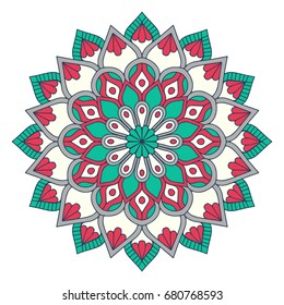 Flower Mandala. Vintage decorative elements. Oriental pattern, vector illustration. Islam, Arabic, Indian, moroccan,spain, turkish, pakistan, chinese, mystic, ottoman motifs. Coloring book page