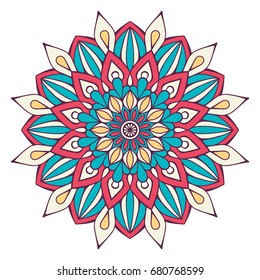 Flower Mandala. Vintage decorative elements. Oriental pattern, vector illustration. Islam, Arabic, Indian, moroccan,spain, turkish, pakistan, chinese, mystic, ottoman motifs. Coloring book page