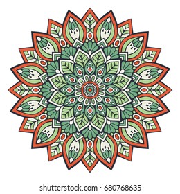 Flower Mandala. Vintage decorative elements. Oriental pattern, vector illustration. Islam, Arabic, Indian, moroccan,spain, turkish, pakistan, chinese, mystic, ottoman motifs. Coloring book page