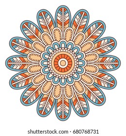 Flower Mandala. Vintage decorative elements. Oriental pattern, vector illustration. Islam, Arabic, Indian, moroccan,spain, turkish, pakistan, chinese, mystic, ottoman motifs. Coloring book page