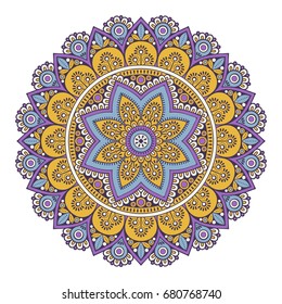 Flower Mandala. Vintage decorative elements. Oriental pattern, vector illustration. Islam, Arabic, Indian, moroccan,spain, turkish, pakistan, chinese, mystic, ottoman motifs. Coloring book page