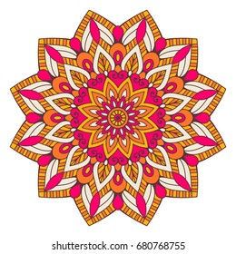 Flower Mandala. Vintage decorative elements. Oriental pattern, vector illustration. Islam, Arabic, Indian, moroccan,spain, turkish, pakistan, chinese, mystic, ottoman motifs. Coloring book page