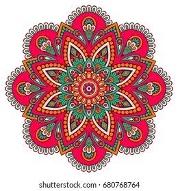 Flower Mandala. Vintage decorative elements. Oriental pattern, vector illustration. Islam, Arabic, Indian, moroccan,spain, turkish, pakistan, chinese, mystic, ottoman motifs. Coloring book page