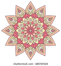 Flower Mandala. Vintage decorative elements. Oriental pattern, vector illustration. Islam, Arabic, Indian, moroccan,spain, turkish, pakistan, chinese, mystic, ottoman motifs. Coloring book page
