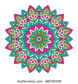 Flower Mandala. Vintage decorative elements. Oriental pattern, vector illustration. Islam, Arabic, Indian, moroccan,spain, turkish, pakistan, chinese, mystic, ottoman motifs. Coloring book page