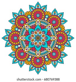 Flower Mandala. Vintage decorative elements. Oriental pattern, vector illustration. Islam, Arabic, Indian, moroccan,spain, turkish, pakistan, chinese, mystic, ottoman motifs. Coloring book page