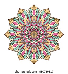 Flower Mandala. Vintage decorative elements. Oriental pattern, vector illustration. Islam, Arabic, Indian, moroccan,spain, turkish, pakistan, chinese, mystic, ottoman motifs. Coloring book page