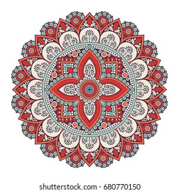 Flower Mandala. Vintage decorative elements. Oriental pattern, vector illustration. Islam, Arabic, Indian, moroccan,spain, turkish, pakistan, chinese, mystic, ottoman motifs. Coloring book page