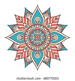 Flower Mandala. Vintage decorative elements. Oriental pattern, vector illustration. Islam, Arabic, Indian, moroccan,spain, turkish, pakistan, chinese, mystic, ottoman motifs. Coloring book page