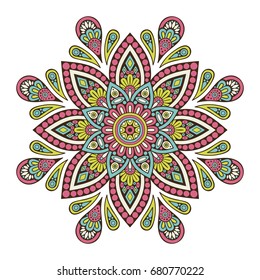 Flower Mandala. Vintage decorative elements. Oriental pattern, vector illustration. Islam, Arabic, Indian, moroccan,spain, turkish, pakistan, chinese, mystic, ottoman motifs. Coloring book page